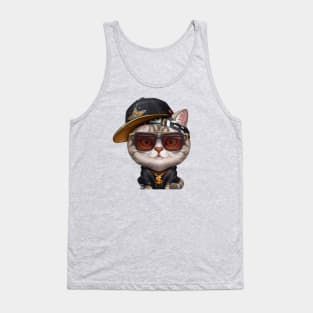 Silver Tabby Cat Hip-Hop Super Star Tank Top